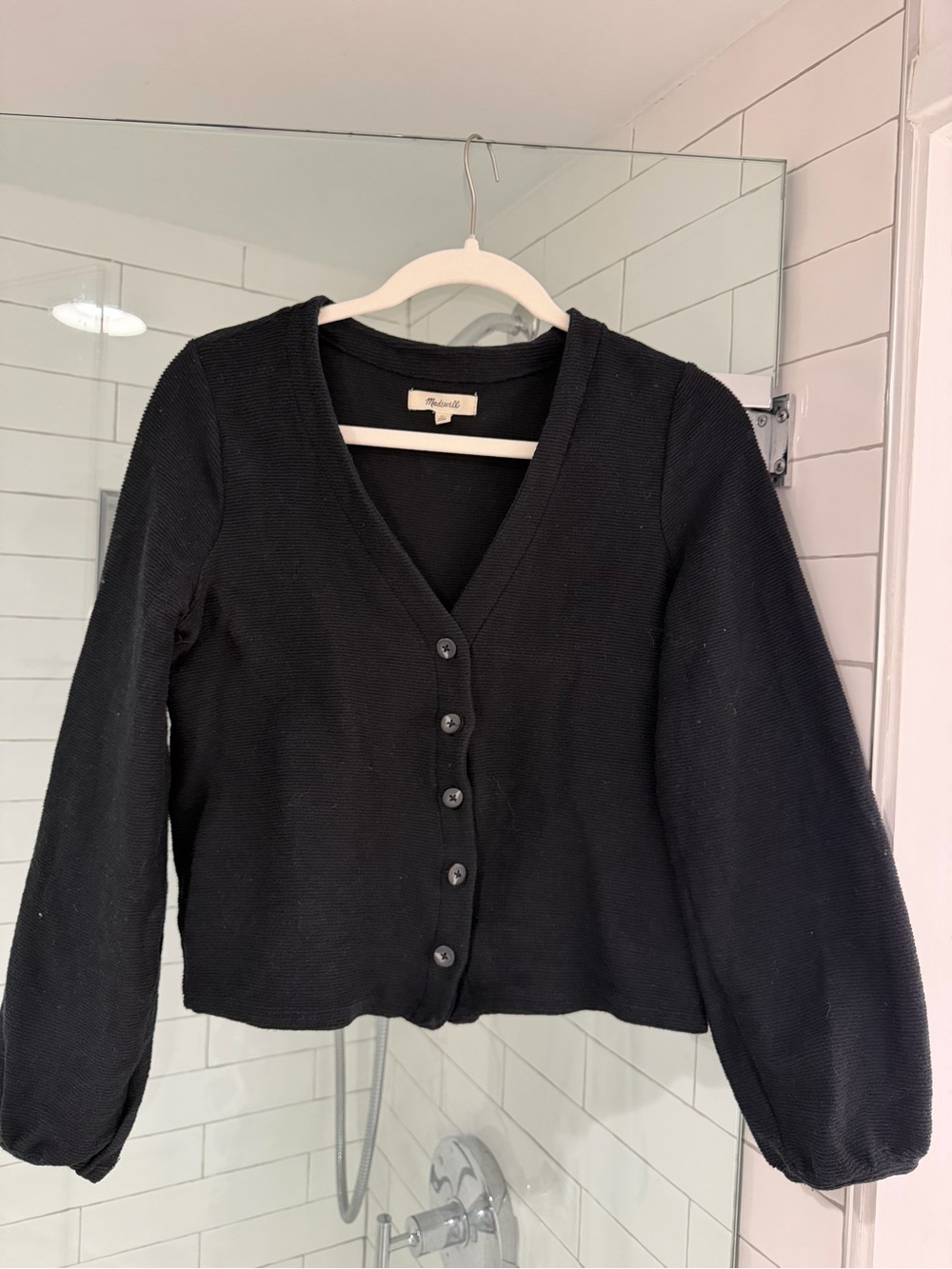 100% Cotton Madewell Black Button Front Women's Cardigan